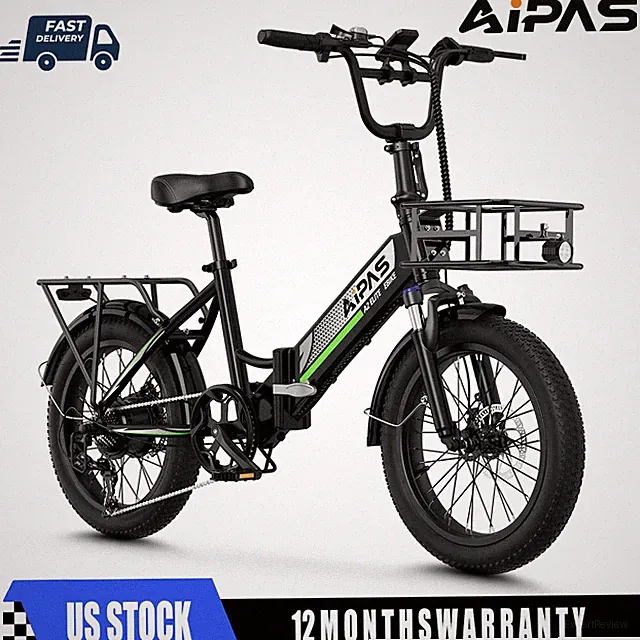20" Aipas A2 Folding Electric Bike 750W Peak 12.8Ah 7Spd 62Mi Adults Ebike
