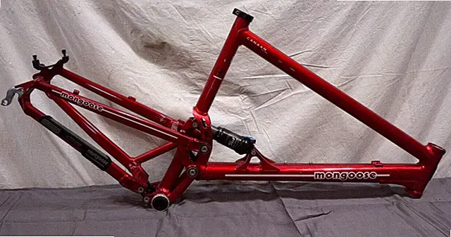 2009 Mongoose Caanan Elite Large Aluminum Mtn Bike Frame Fox Float RP23 BB