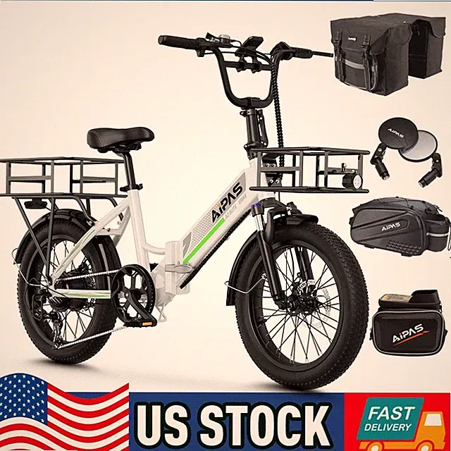 750W Folding Electric Bike 20" Fat Tire Bike 48V 7 Speed 28MPH for Adult