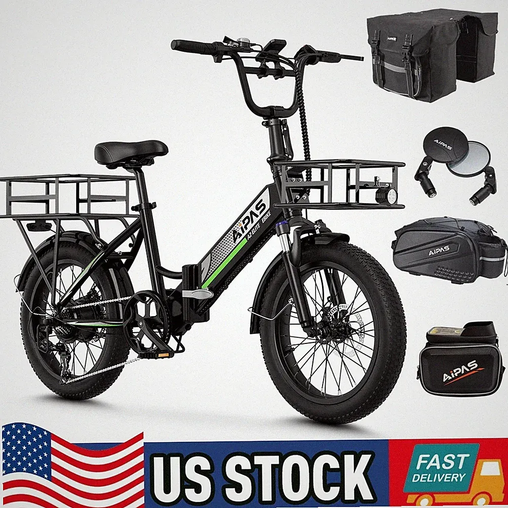 750W Folding Electric Bike 20" Fat Tire Bike 48V Battery 7 Speed 28MPH for Adult