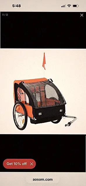 Aosom Elite 2-Seat Kid Bicycle Trailer - Orange (US440-0050131)