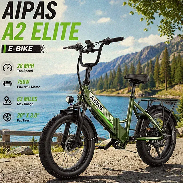 Electric Bikes for Adults 750W 28MPH 62Miles 20"Fat Tire Mountain Bicycle