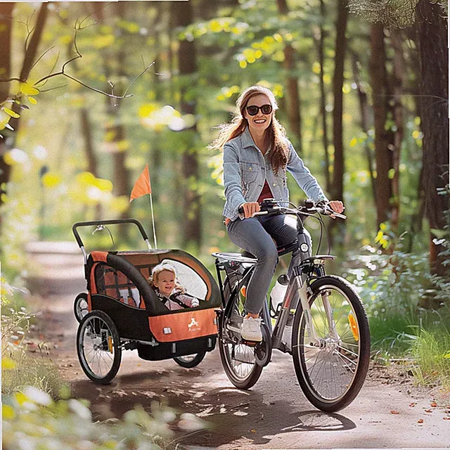 Elite 2-Seat Kid Bicycle Trailer Steel w/ Water Resistant Windows