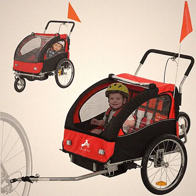 Elite 2-Seat Kid Bicycle Trailer Steel w/ Water Resistant Windows