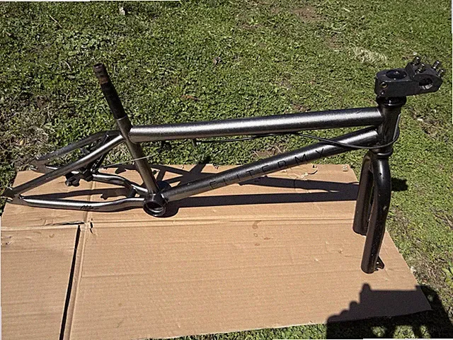 Elite BMX Bike Frame Set W/ Forks Stem Brake Used Metallic Gray Black