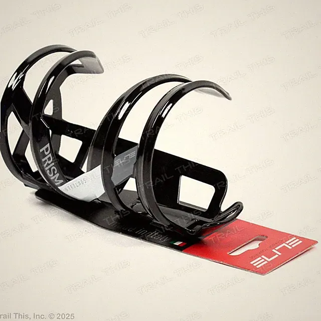 Elite Prism Fiberglass Bottle Bicycle Cage Left Side Load - Gloss Black / White