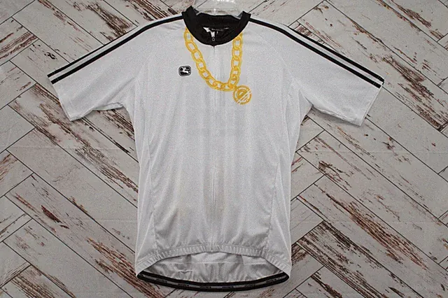 Giordana Ride Elite Cycling Jersey Mens XL White Italy Chain Print Preppy Modern