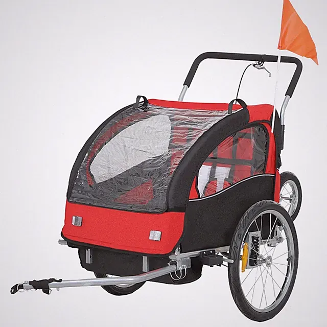 Lightweight 88lb 2-Kid Bike Trailer Folding Design 360° Swivel Canopy Included