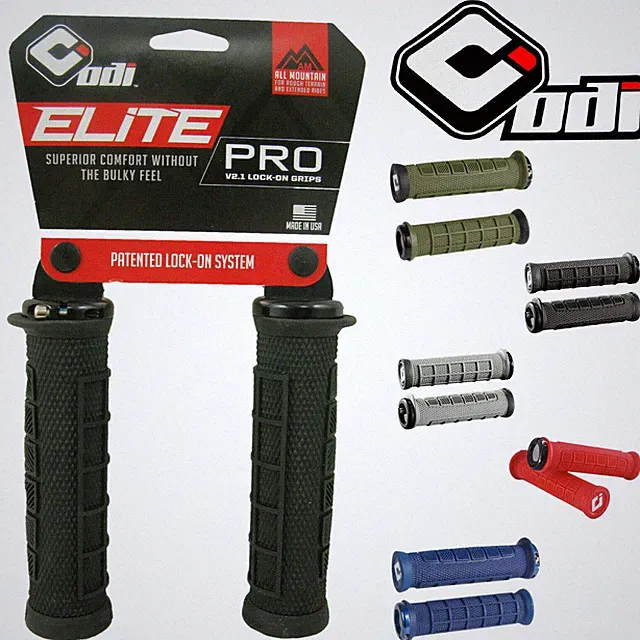 ODI Elite Pro Lock On Mountain BMX Bike Grips 130mm Green Red Blue Black Grey