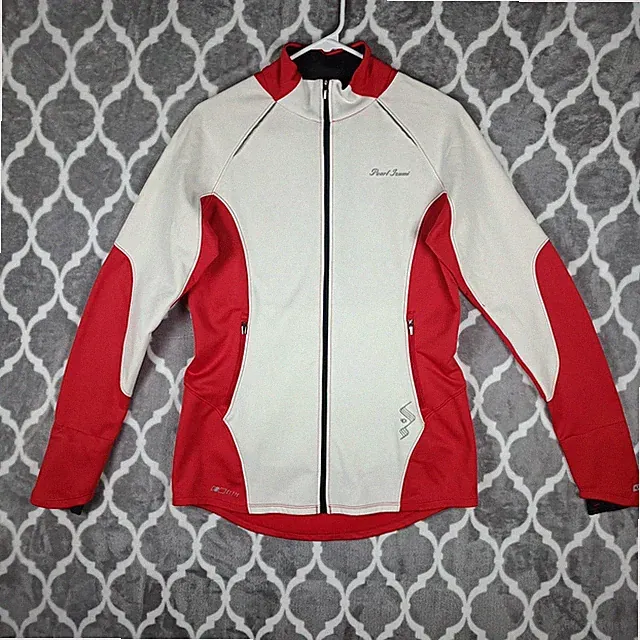 Pearl Izumi Elite Cycling Jacket Women Large Red White Full Zip Rear Pockets