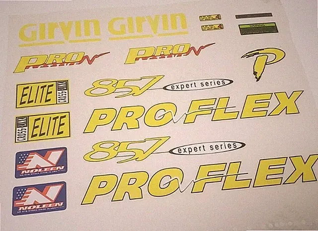 Sticker Decal Set fits ProFlex 857 Mountain Bike Girvin Elite Fork (Yellow)