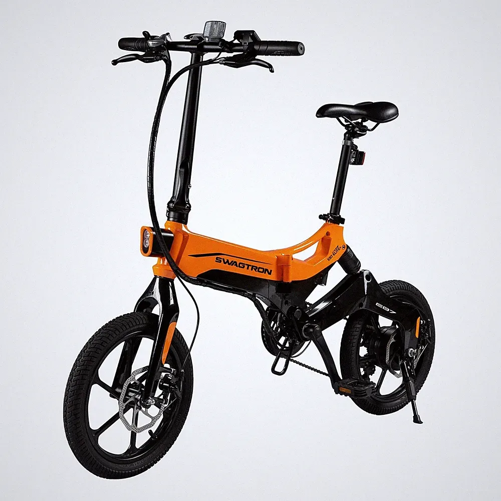 Swagtron Folding Electric Bike Removable Battery 7-Speed E Bike 16" 350W Motor