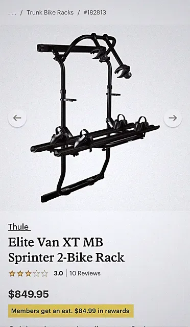 Thule Elite Van XT Bike Rack Sprinter Compatible