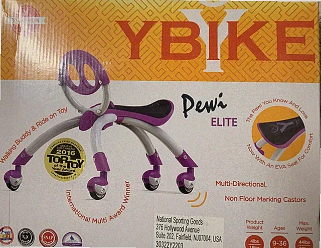 ⚡️YBIKE Pewi Elite Bike Walking Ride On Toy Purple 🆕 Distressed Box ⚠️
